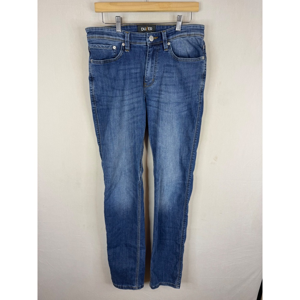 DU/ER L2X Slim Fit Jeans Mens 33x34 Blue Medium Wash Performance Denim